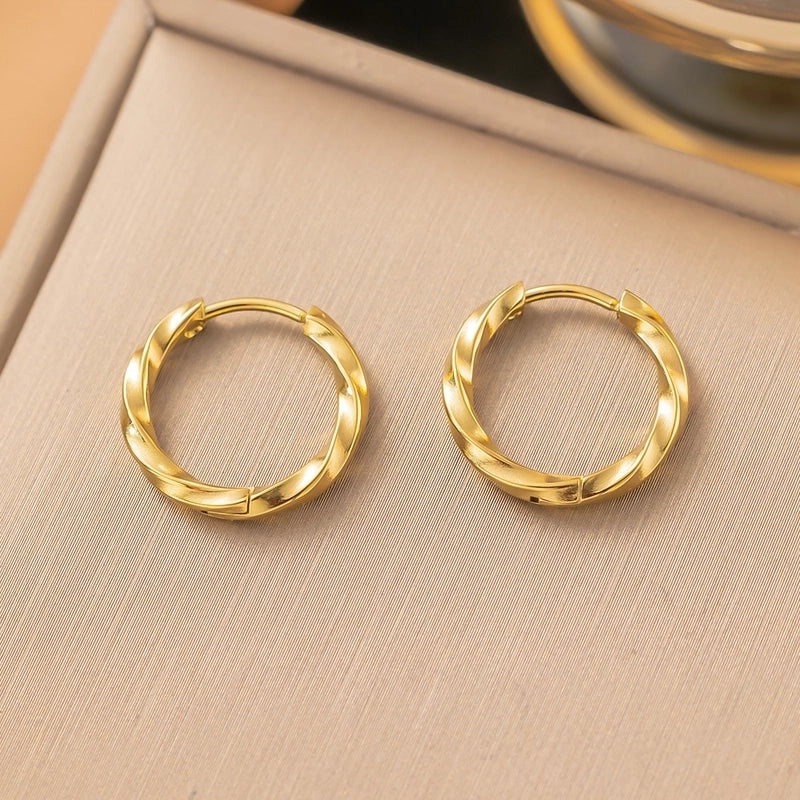 1 Pair Minimalist Geometric Round Solid Color Plating Titanium Steel Earrings Ear Studs