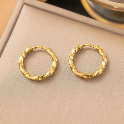 1 Pair Minimalist Geometric Round Solid Color Plating Titanium Steel Earrings Ear Studs
