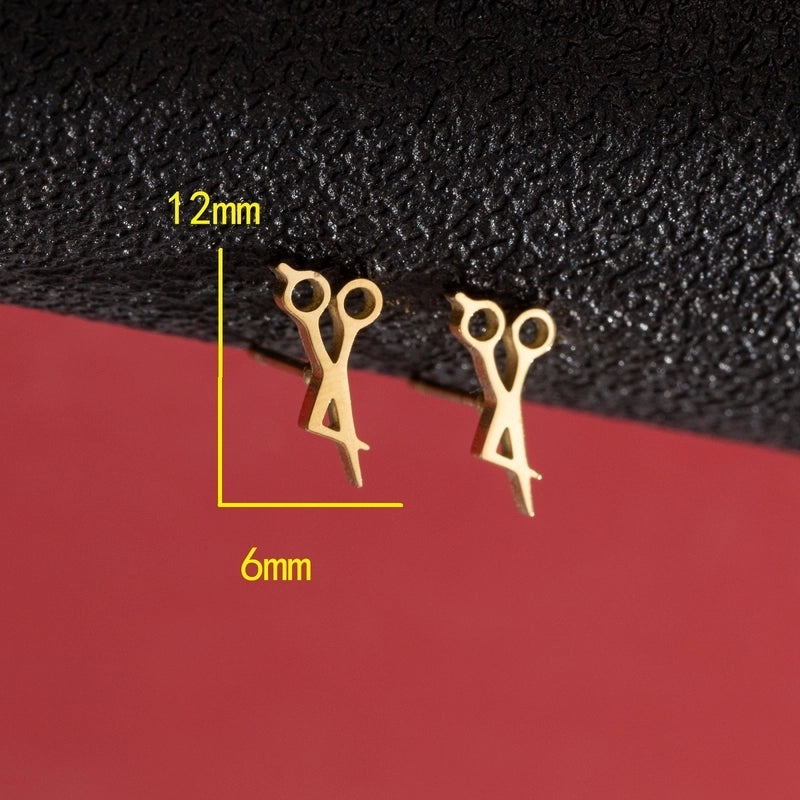 1 Pair Cute Minimalist Dog Cat Flower Polishing Hollow Out 304 Stainless Steel 18K Gold Plated Ear Studs