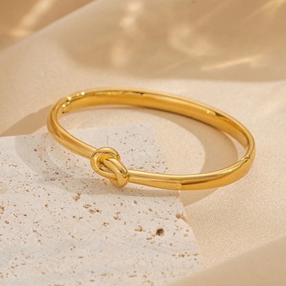 Minimalist Knot Titanium Steel 18K Gold Plated Bangle In Bulk Stainless Steel Bracelets