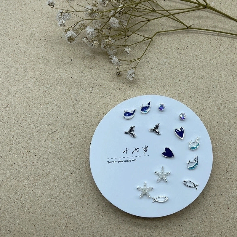 2 Pieces Minimalist Commute Geometric Inlay Copper Zircon Drop Earrings