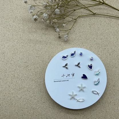 2 Pieces Minimalist Commute Geometric Inlay Copper Zircon Drop Earrings