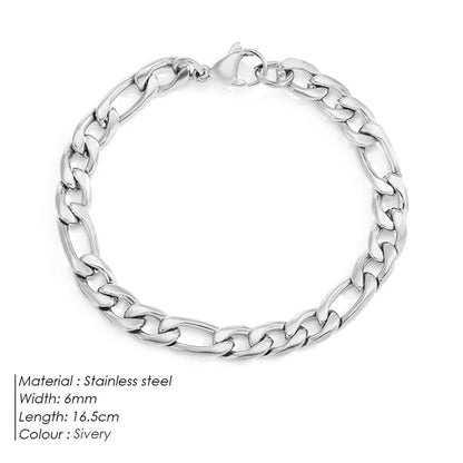 Hip-Hop Geometric 304 Stainless Steel Figaro Chain Bracelets In Bulk