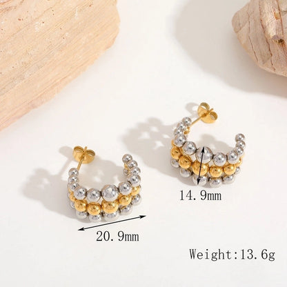 1 Pair Casual Basic Minimalist Irregular Round Heart Shape Mixed Metal 304 Stainless Steel 18K Gold Plated Ear Studs