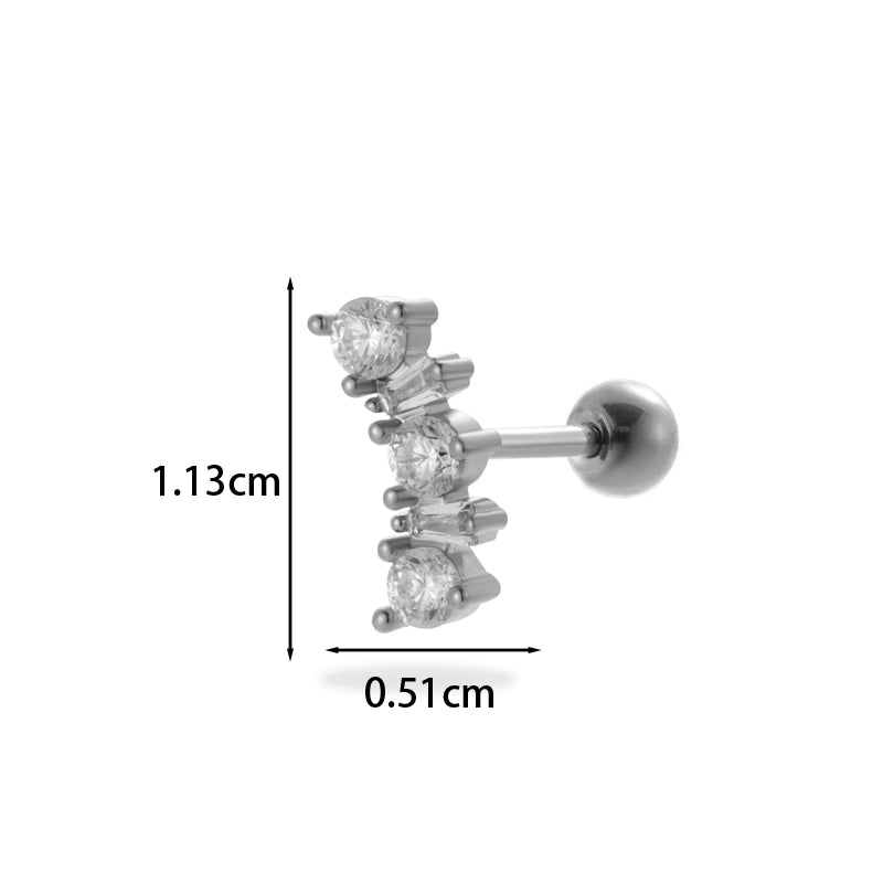 1 Piece Ear Cartilage Rings & Studs Minimalist Classic Style Pentagram Heart Shape Flower 316L Stainless Steel Copper Plating Inlay Zircon