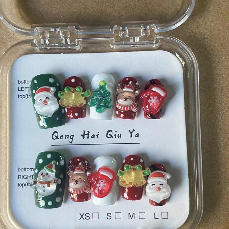 Christmas Retro Solid Color Starry Sky Press On Nails