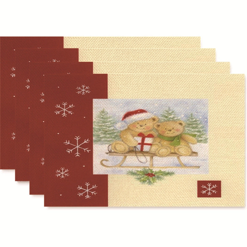 Christmas Nordic Style Christmas Tree Bow Knot Snowflake Linen Cotton And Linen Placemat