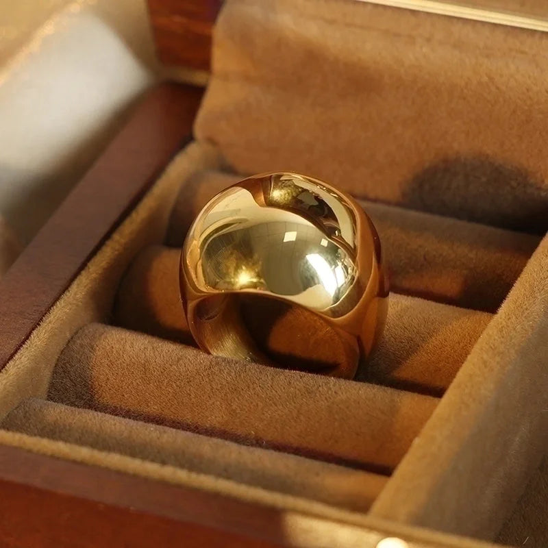 Casual Minimalist Solid Color Titanium Steel 18K Gold Plated Plating Rings