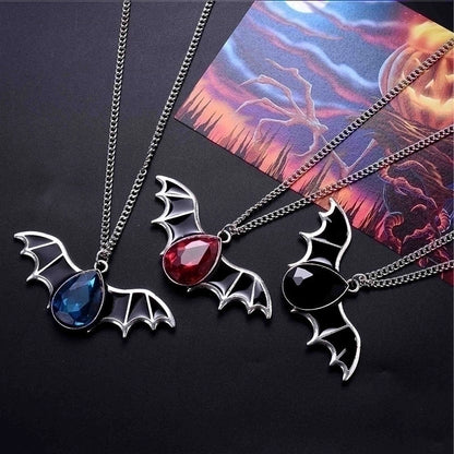 Gothic Bat Alloy Inlay Rhinestones Halloween Men'S Pendant Necklace
