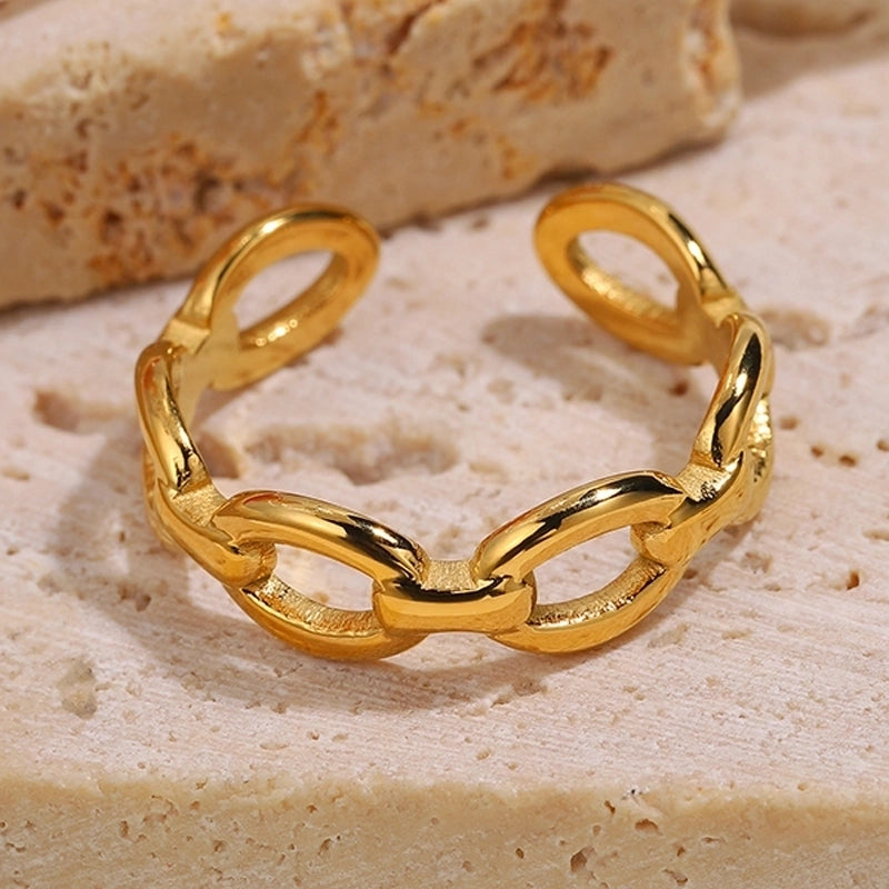 Elegant Minimalist Classic Style Solid Color 304 Stainless Steel Zircon Inlay Open Rings