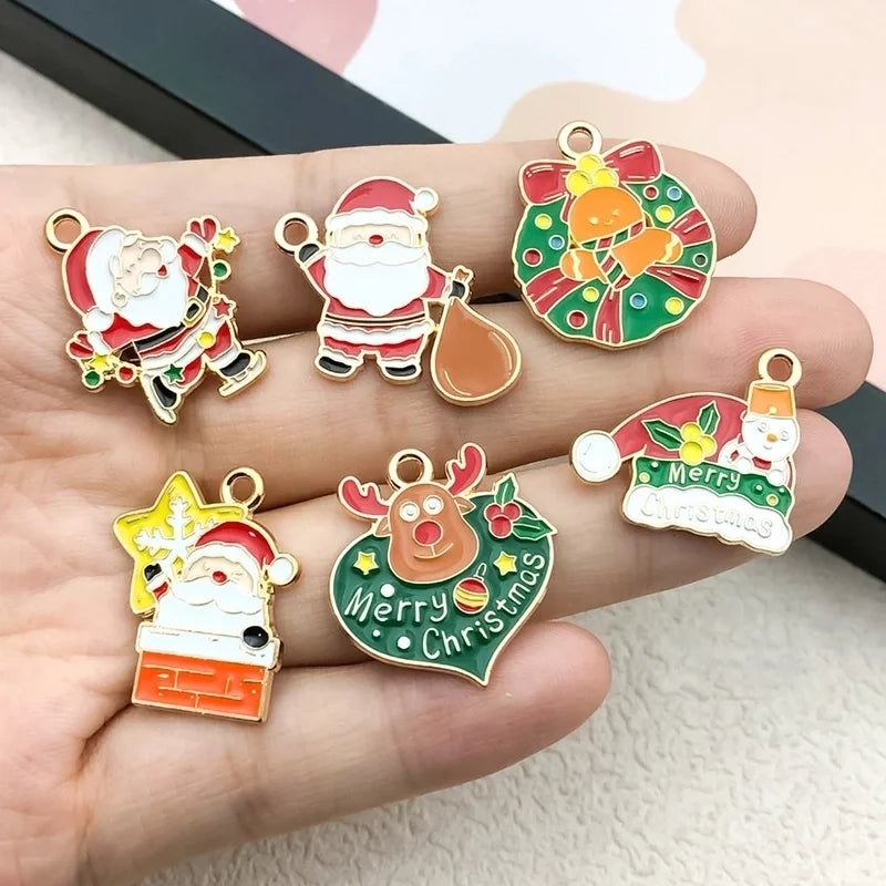 1 Piece 20 PCS/Package 16x23mm 17x22mm Alloy Christmas Tree Santa Claus Gingerbread Pendant Jewelry Accessories