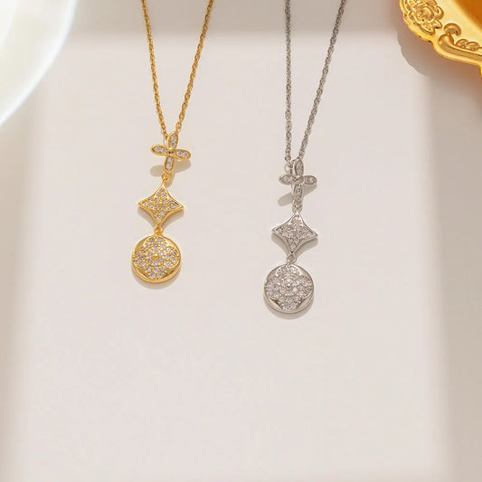 Cartoon Letter Text Number Titanium Steel 18K Gold Plated Necklaces