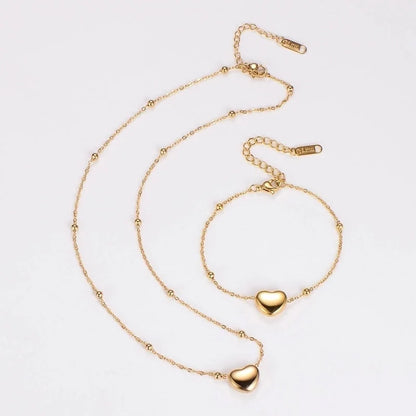 Retro Punk Commute Heart Shape 304 Stainless Steel 18K Gold Plated Rose Gold Plated Jewelry Set