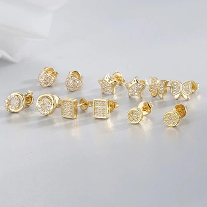 1 Pair Minimalist Classic Style Butterfly Plating Inlay Brass Zircon 18K Gold Plated Ear Studs