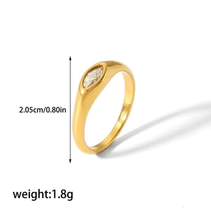 304 Stainless Steel Casual Korean Style Plating Inlay Round Zircon Rings