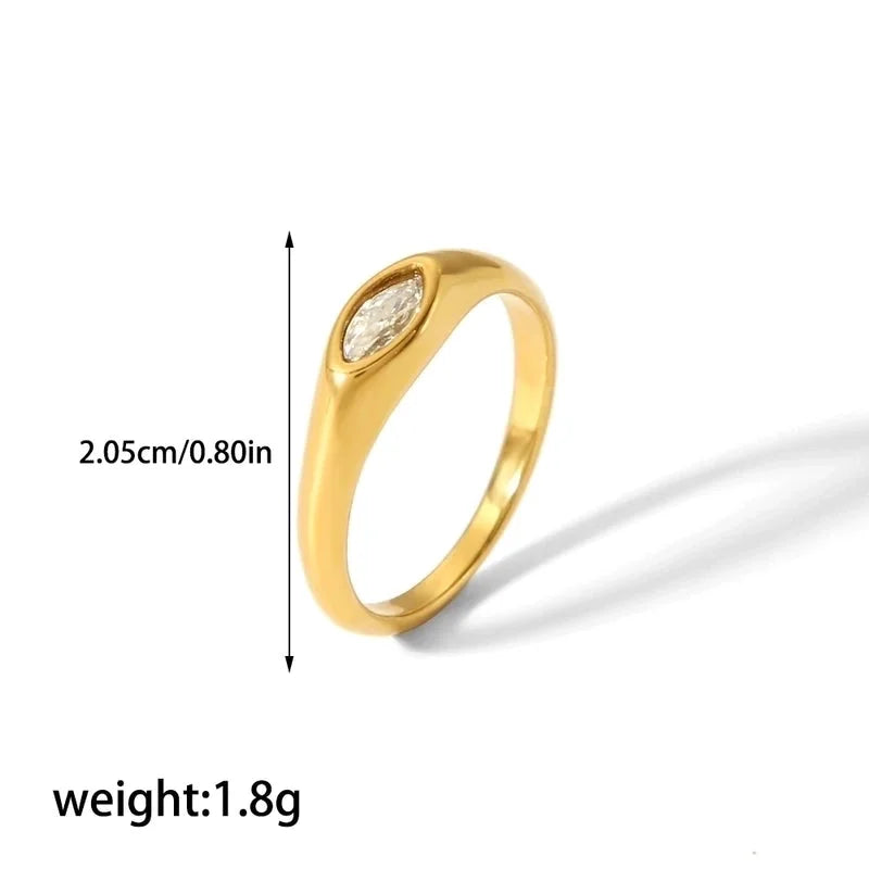 304 Stainless Steel Casual Korean Style Plating Inlay Round Zircon Rings