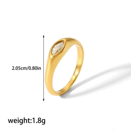 304 Stainless Steel Casual Korean Style Plating Inlay Round Zircon Rings