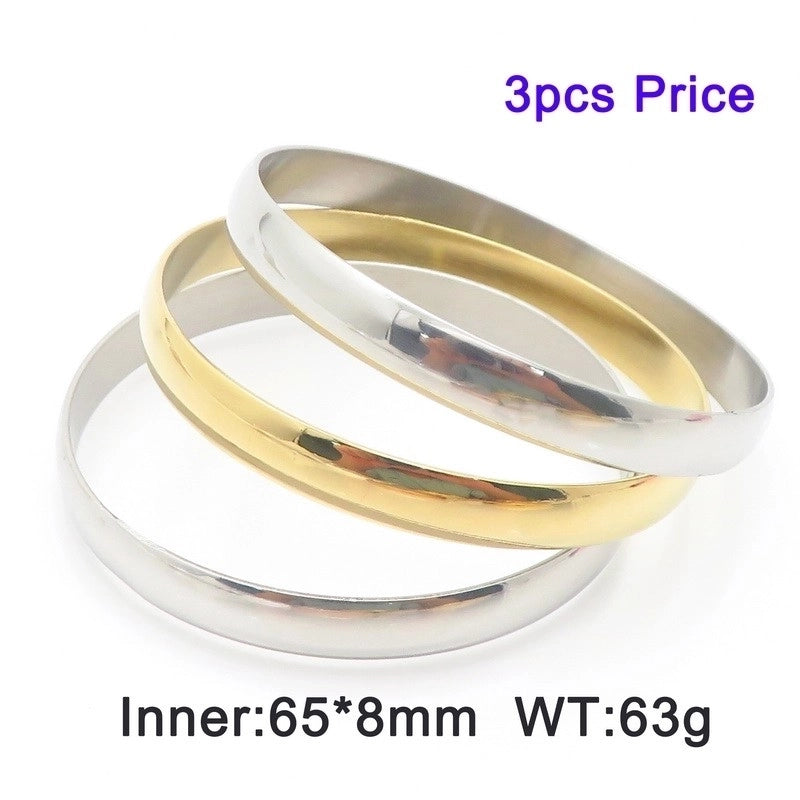 Minimalist Round Stainless Steel 18K Gold Plated Bangle In Bulk