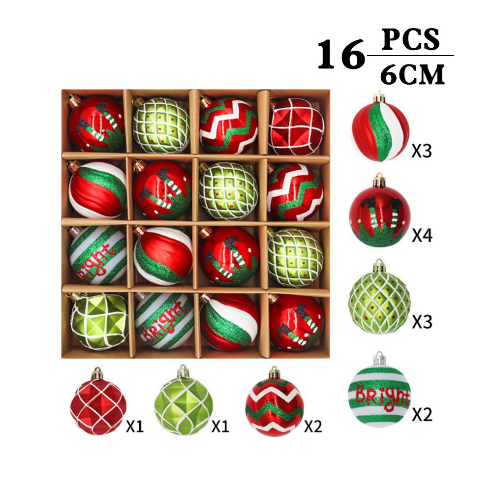 Christmas Decoration 6cm 16pcs Electroplated Plastic Balls Irregularly Shaped Painted Christmas Balls Gift Christmas