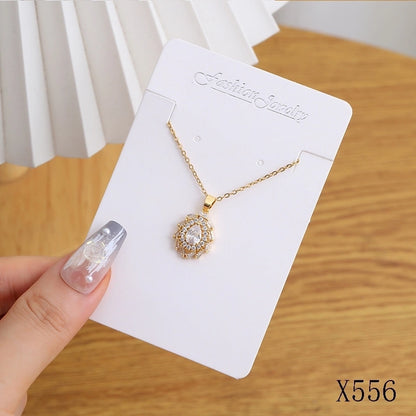 Copper Inlay Heart Shape Flower Rhinestones Pendant Necklace