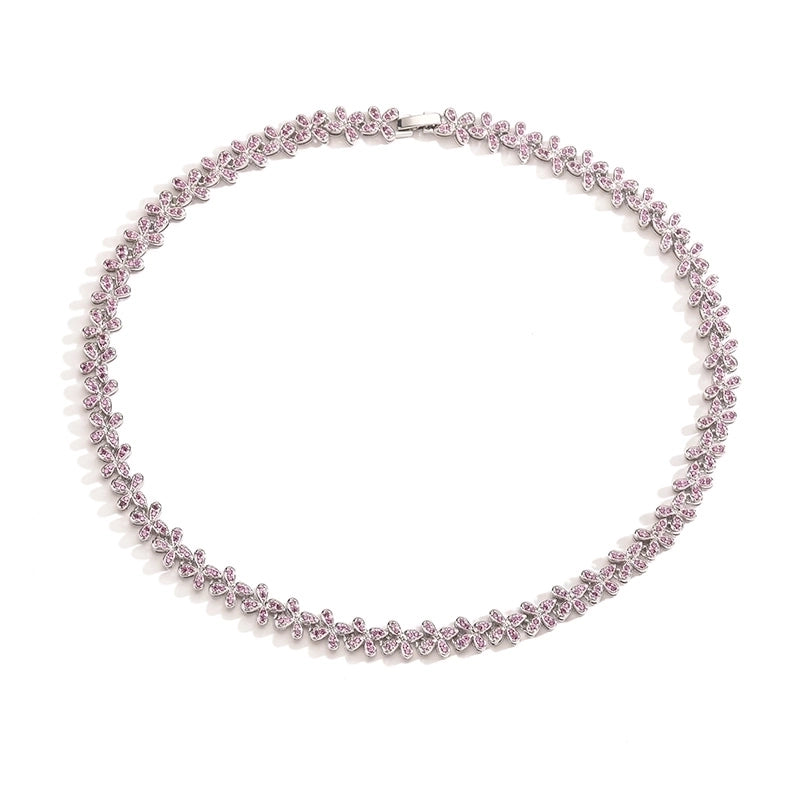 Copper 18K Gold Plated Plating Inlay Butterfly Zircon Bracelets Necklace