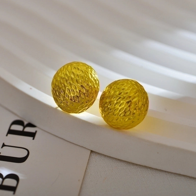 1 Pair Elegant Solid Color Pleated Titanium Steel Gold Plated Ear Studs