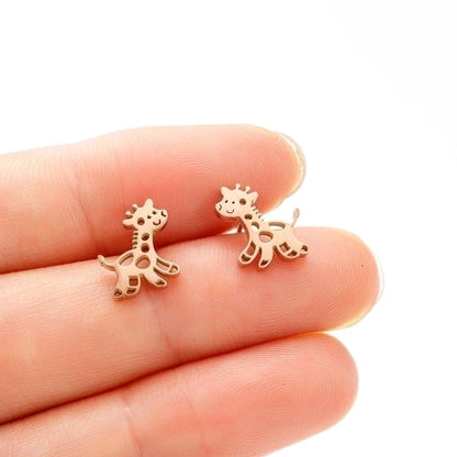 1 Pair Cute Giraffe Plating 304 Stainless Steel 18K Gold Plated Ear Studs