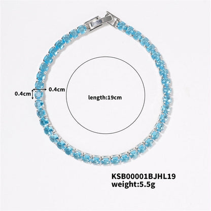 Copper Minimalist Shiny Inlay Geometric Zircon Bracelets Tennis Bracelet