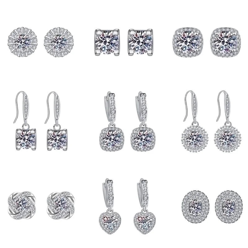 1 Pair Sweet Minimalist Round Heart Shape Bow Knot Plating Inlay Copper Zircon Silver Plated Drop Earrings