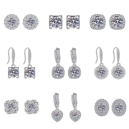 1 Pair Sweet Minimalist Round Heart Shape Bow Knot Plating Inlay Copper Zircon Silver Plated Drop Earrings