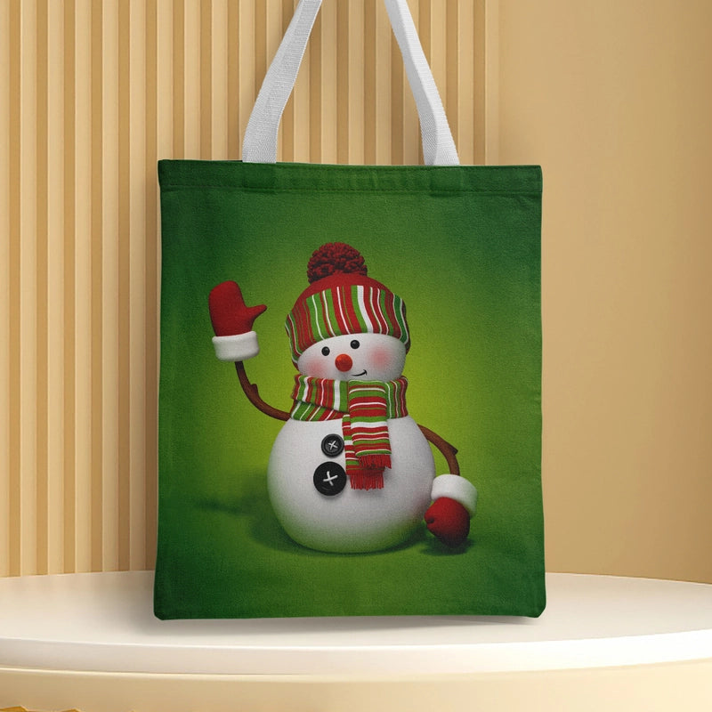 Christmas Unisex Polyester Christmas House Christmas Tree Santa Claus Cute Square Open Handbag