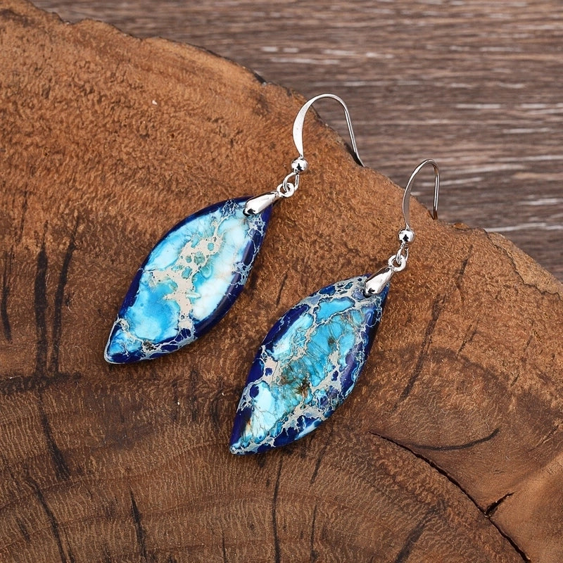 1 Pair Classic Style Water Droplets Patchwork Agate Drop Earrings