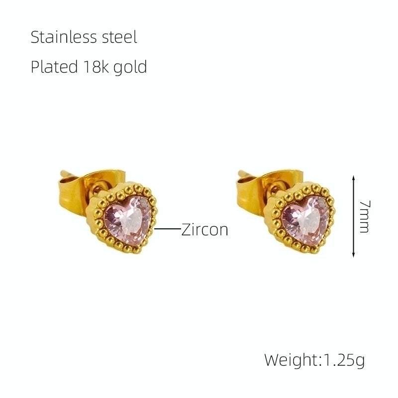 1 Pair Glam Retro Heart Shape Plating Inlay 304 Stainless Steel Rhinestones 18K Gold Plated Drop Earrings