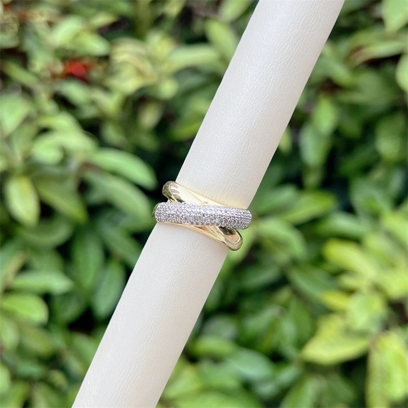 Copper 18K Gold Plated Inlay Geometric Zircon Open Rings