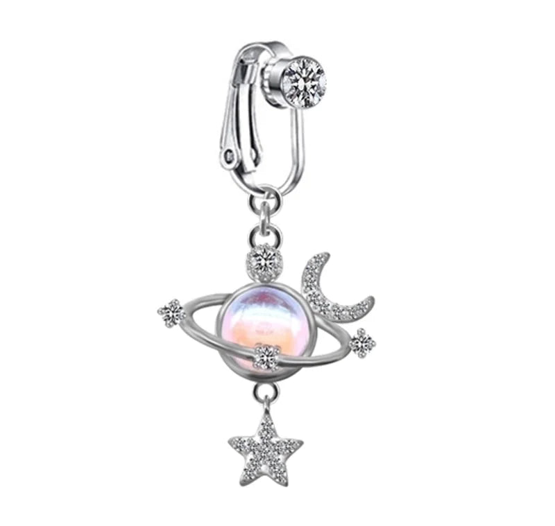 1 Piece Belly Rings Sexy Heart Shape Butterfly Planet 316L Stainless Steel Alloy Plating Inlay Acrylic Rhinestones Glass White Gold Plated Gold Plated