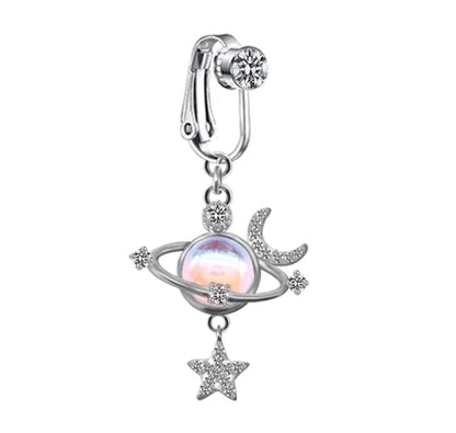 1 Piece Belly Rings Sexy Heart Shape Butterfly Planet 316L Stainless Steel Alloy Plating Inlay Acrylic Rhinestones Glass White Gold Plated Gold Plated