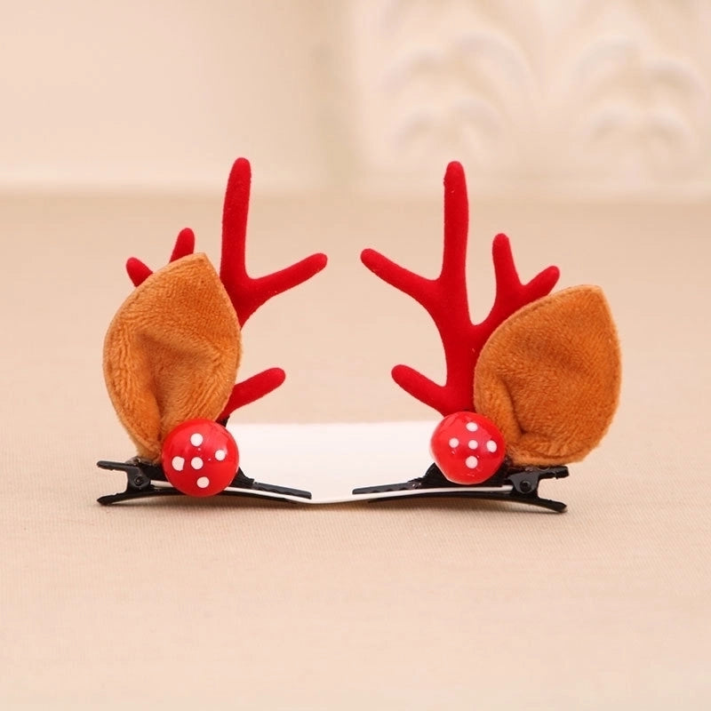 Christmas Small Gifts For Children Gift Gold Powder Antlers Mink Hair Clip Hairpin Set Headdress Christmas Head Buckle