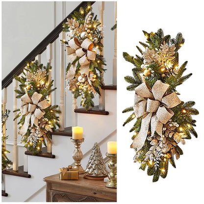 Christmas Decorations Stair Wreath Stair Decoration Hanging Ornaments Christmas Scene Layout