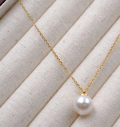 Elegant Minimalist Geometric Imitation Pearl Titanium Steel Copper Plating Earrings Necklace