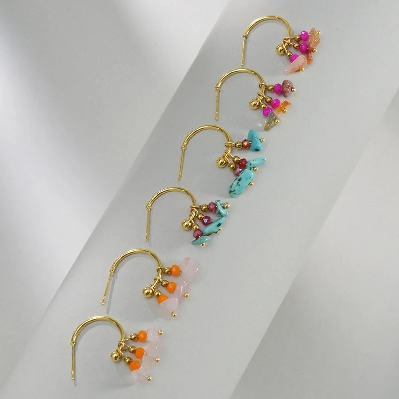 Romantic Stone Stainless Steel Plastic Drop Earrings Plating Stainless Steel Earrings