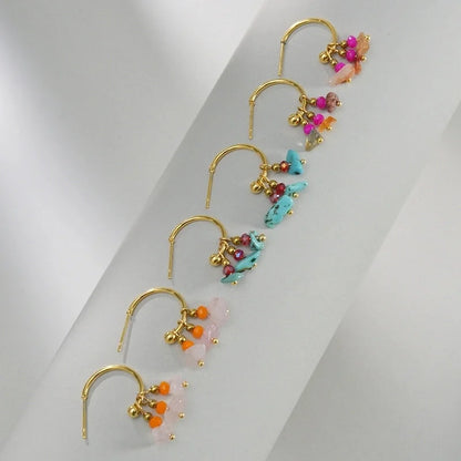 Romantic Stone Stainless Steel Plastic Drop Earrings Plating Stainless Steel Earrings