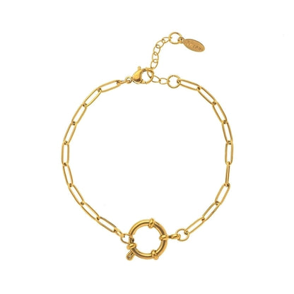 Minimalist Circle 201 Stainless Steel 304 Stainless Steel 18K Gold Plated Zircon Beaded Chain Paperclip Chain Bracelets In Bulk