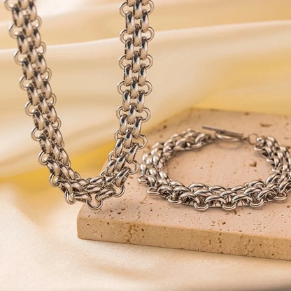 Hip-Hop Retro Solid Color Titanium Steel Plating Bracelets Necklace