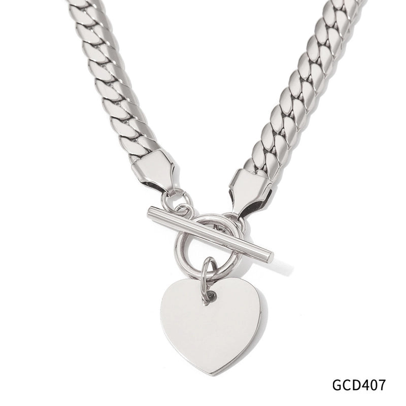 Fashion Heart Shape Stainless Steel Plating Bracelets Necklace