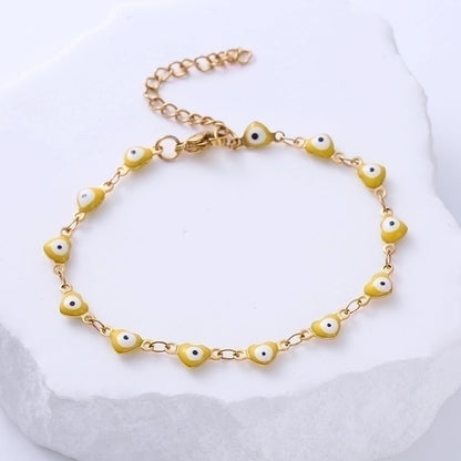 Classic Style Devil'S Eye Heart Shape 304 Stainless Steel 18K Gold Plated No Inlaid Stainless Steel Bracelets In Bulk