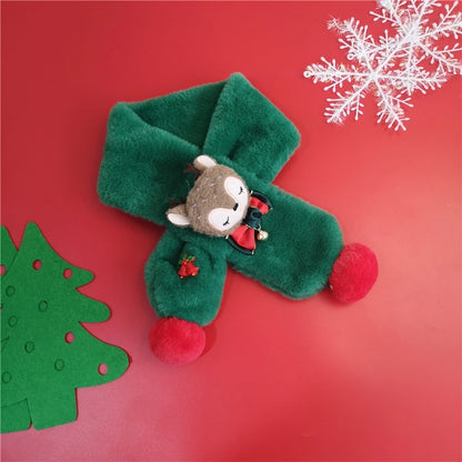 Children's Scarf Autumn And Winter Christmas Gift Elk Scarf Baby Girl Imitation Rabbit Fur Warm Cartoon Baby Scarf