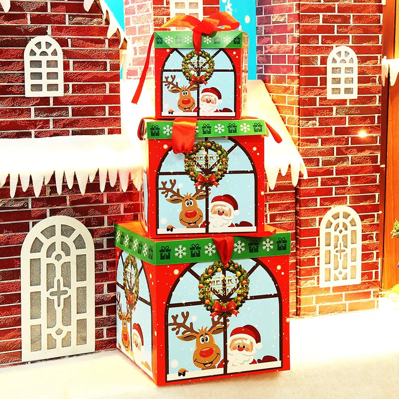 Christmas Party Decoration Large Medium Small Christmas Gift Box Christmas Tree Bottom Decoration Gift Box Gift Bag