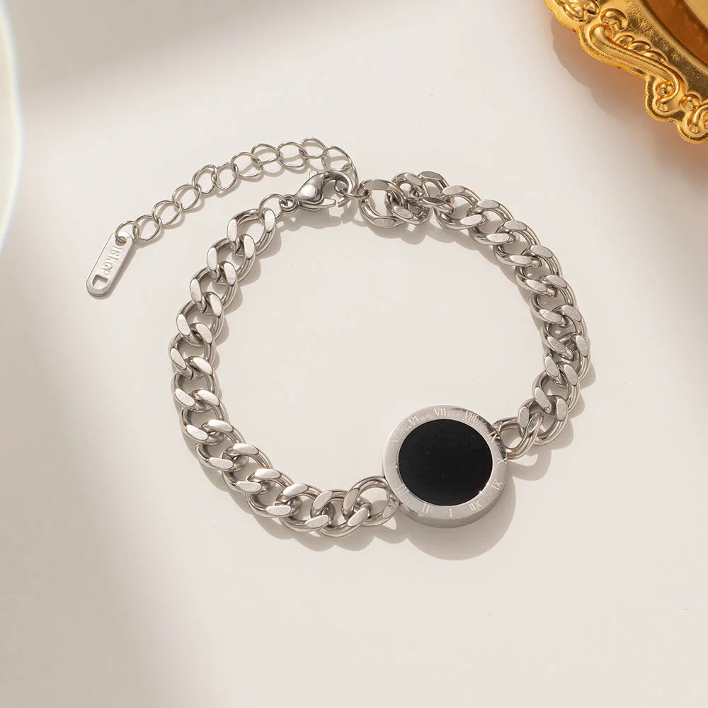 Women Letter Number Geometric Titanium Steel 18K Gold Plated Bracelets