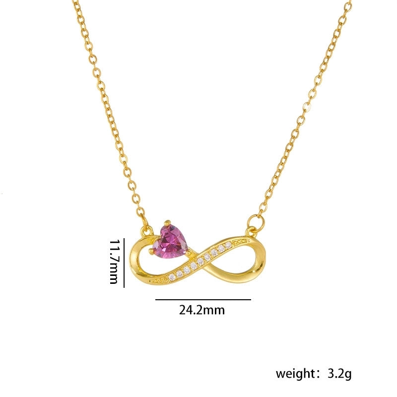 Copper Gold Plated Basic Modern Style Classic Style Plating Inlay Geometric Infinity Zircon Pendant Necklace