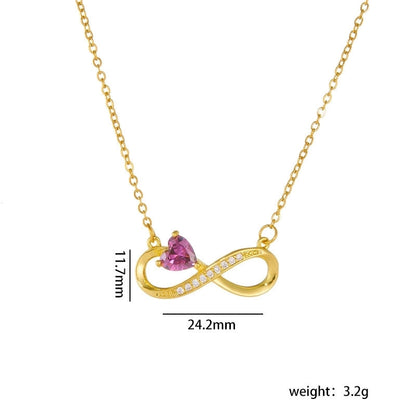 Copper Gold Plated Basic Modern Style Classic Style Plating Inlay Geometric Infinity Zircon Pendant Necklace